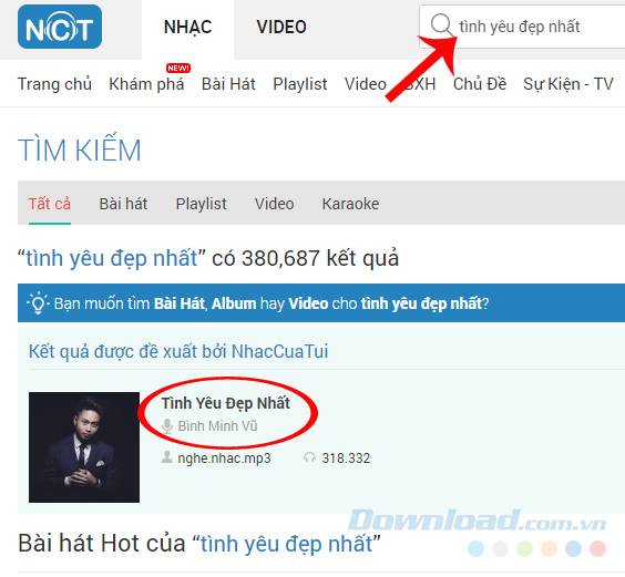 Tải nhạc miễn phí MP3 từ NhacCuaTui về máy tính