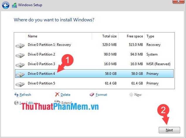 Cách chia ổ đĩa ngay trong khi cài Win 10