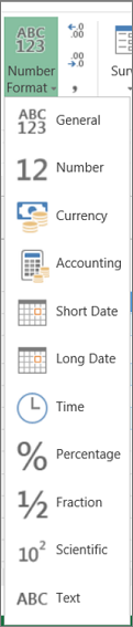 Các định dạng số sẵn có trong Excel
